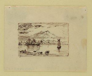 Çizim, Hayali Manzara, yaklaşık 1850 by Frederic Edwin Church