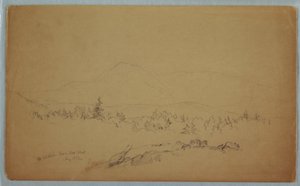 Çizim, "Mount Katahdin from the West" [Katahdin Dağı
