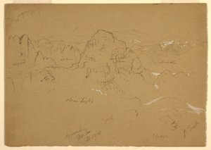 Çizim, Dağ, Wady el-Arabah, 23 Şubat 1868 by Frederic Edwin Church