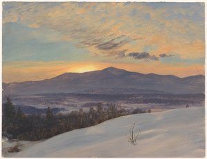 Çizim, Hudson Vadisi Boyunca Gün Batımı, Kış, 1870-80 by Frederic Edwin Church