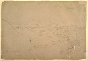 Çizim, Puresé Yanardağı ve Rio de Vinagre, Purese, Kolombiya, Ağustos 1853 by Frederic Edwin Church