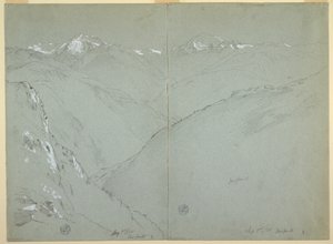 Karla Kaplı Tepeler, Bernese Alpleri, İsviçre, Bölüm 1 ile Vadi Manzarası by Frederic Edwin Church