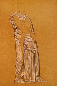 Dans için Çalışma (kağıt üzerinde siyah beyaz tebeşir) by Frederic Leighton