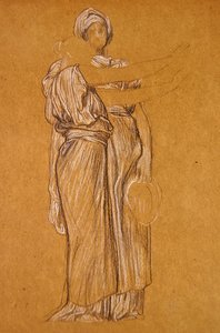 Dans için Çalışma (kağıt üzerinde siyah beyaz tebeşir) by Frederic Leighton
