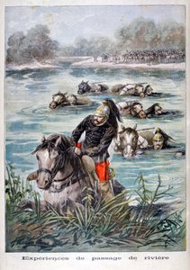 Fransız süvarileri bir nehri geçerken, 1896 by Frederic Lix