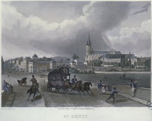 St. Denis Kasabası, Frederic Martens (1809-75) 1832 (renkli gravür) tarafından oyulmuş