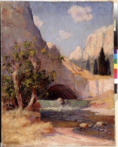 Provence Fontaine du Vaucluse Peyzaj görünümü. Frederic Montenard