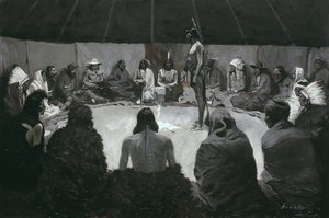 Beyaz Adama Anlatacağım, 1900 dolayları (tuval üzerine yağlı boya) by Frederic Remington