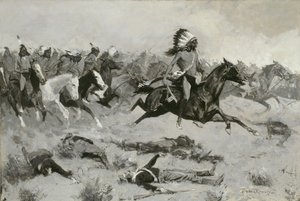 Çizgiden Geçilen Acele Kırmızı Localar, 1900 dolayları by Frederic Remington