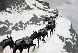 Katır Sürüsü (Gümüş Madenlerine Giden Bir Cevher Treni, Colorado) 1901 by Frederic Remington