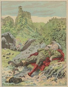 Tom Thumb, Hop-o'-My-Thumb (renkli taş) by Frederic Theodore (after) Lix