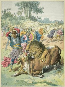 Pepin the Brief, Mars Tarlası terasında aslan by Frederic Theodore Lix