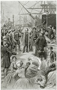 Victor Hugo, 1 Ağustos 1852, 19. Yüzyılda sürgündeyken yaptığı bir konuşmada evrensel bir cumhuriyeti selamlıyor (bw gravür) by Frederic Theodore Lix