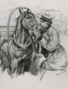 A Droshky Driver kissing his Horse Good-morning  by Frederic de Haenen
