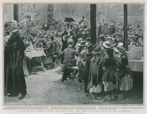 Ragged School Boys and Girls (lito) için bir ziyafet by Frederic de Haenen