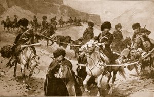 Kafkas dağlarında Kazak Ambulans Konvoyu, 1914-19 by Frederic de Haenen