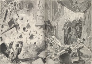 Patlamadan sonra İmparator II. Alexander, 17 Şubat 1880 akşamı. by Frederic de Haenen