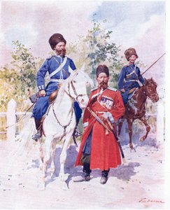 Rus askerleri c.1900 (renkli taş) by Frederic de Haenen