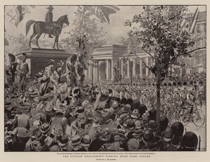 Hyde Park Köşesini Geçen Bisikletçi Müfrezesi by Frederic de Haenen