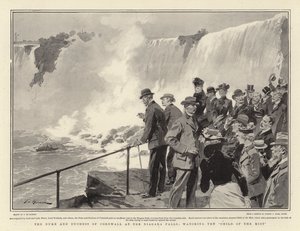 Cornwall Dükü ve Düşesi, Niagara Şelalesi'nde Sis'in Çocuğu'nu izlerken by Frederic de Haenen
