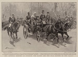 Potsdam'daki İmparatorluk Toplantısı, Kaiser ve Çar, Saray'a giderken by Frederic de Haenen