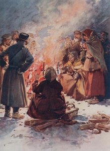 The Poor of Moscow warming themselves at Street Fires in Winter  by Frederic de Haenen