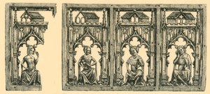 Gölgeliklerin Altında Oturan Şövalyeler ve Hanımlar, delikli fildişi panel, 14. yüzyılın ortaları, 1881.
