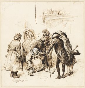 Sarhoş birine yardım eden iki beyefendi by Frederick Barnard