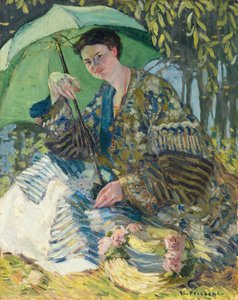 Şemsiyeli Kadın, 1905 civarı (tuval üzerine yağlı boya) by Frederick Carl Frieseke