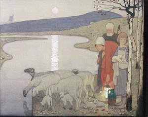 Pastoral, c.1923 (gemide grafit, suluboya ve guaj boya)