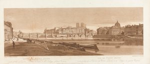 Louvre, Notre Dame ve Dört Millet Koleji'nin bir parçası olan Port Neuf'un görünümü, 1803; Views in Paris'ten 7. Levha, B1981.25.2616 levhasının Emanuel Volume çizimi