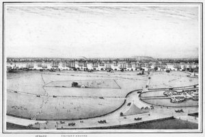 Strand ve kriket sahası, Kalküta panoraması, Hindistan, c1840