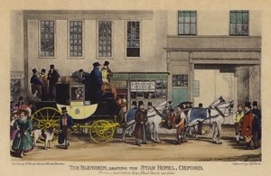 The Blenheim, Leaving the Star Hotel, Oxford (renkli gravür)