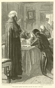 Yemekten önce ve sonra birlikte dua ettiler by Frederick John Skill
