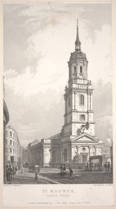 St. Magnus, Londra Köprüsü, John Henry Le Keux (1783-1846) tarafından gravür by Frederick Mackenzie
