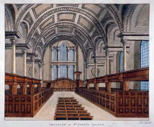 Doğuya bakan iç görünüm, St James Kilisesi, Piccadilly, Londra, 1806.