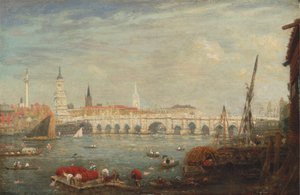 Anıt ve Londra Köprüsü by Frederick Nash
