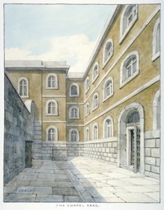 Newgate Hapishanesindeki şapel avlusu, Old Bailey, Newgate Hapishanesi, Old Bailey, Londra Şehri, 1840 by Frederick Nash