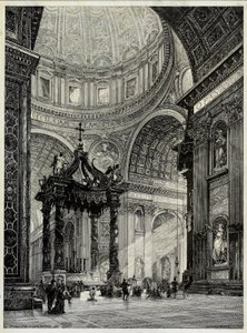 Aziz Petrus Bazilikası, Roma, İtalya, İç Görünüm, 1878. by Frederick P Dinkelberg