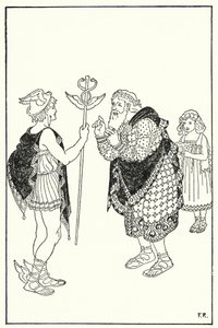 Midas, odada duran bir yabancı figürünü algıladı (lito) by Frederick Richardson