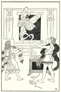 Çocuklar tekrar kapağı kaldırdı ve dışarı güneşli ve gülümseyen küçük bir şahsiyet (lito) uçtu. by Frederick Richardson