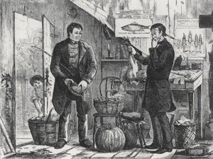 Yerel gazeteye aboneliğini ayni olarak ödeyen bir çiftçi by Frederick Stuart after Church
