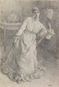 Bayan Maria Ansdell (kart üzerine yerleştirilmiş kağıt üzerine kurşun kalem) by Frederick Walker