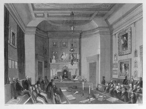Somerset House'un İç Görünümü, Kraliyet Antikacılar Derneği Toplantısını Gösteriyor, 1840 dolayları