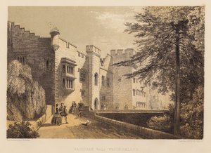 Brougham Hall, Westmoreland (aquatint) by Frederick William Hulme