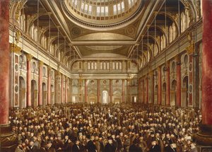 Manchester Borsası'nın içi by Frederick and Saunders H.L. (19th Century) Sargent