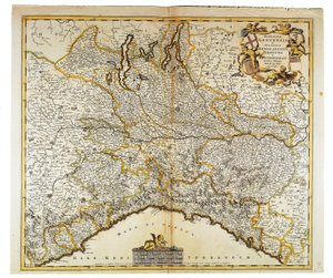 Cenova Cumhuriyeti, Milano Dükalığı, Parma ve Monferrato, Frederik de Wit, Amsterdam, Bakır gravür tarafından harita by Frederick de Wit
