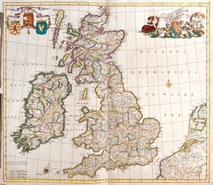 İngiltere, İskoçya ve İrlanda Haritası (Büyük Britanya) (gravür