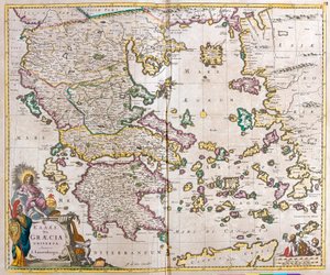 Yunanistan Haritası (gravür by Frederick de Wit