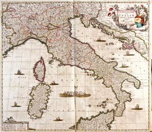 İtalya, Korsika ve Sardunya Haritası (gravür by Frederick de Wit